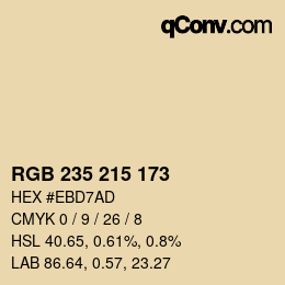 Código de color: RGB 235 215 173 | qconv.com