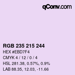 Color code: RGB 235 215 244 | qconv.com