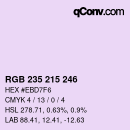 Color code: RGB 235 215 246 | qconv.com
