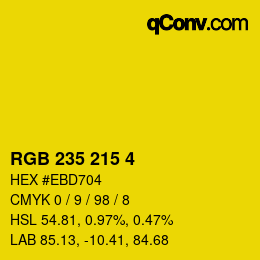 Color code: RGB 235 215 4 | qconv.com