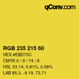 カラーコード: RGB 235 215 60 | qconv.com