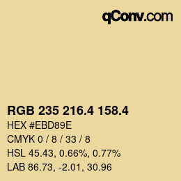 カラーコード: RGB 235 216.4 158.4 | qconv.com