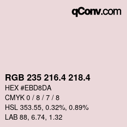 カラーコード: RGB 235 216.4 218.4 | qconv.com