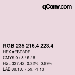 カラーコード: RGB 235 216.4 223.4 | qconv.com