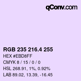 カラーコード: RGB 235 216.4 255 | qconv.com