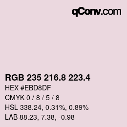 カラーコード: RGB 235 216.8 223.4 | qconv.com