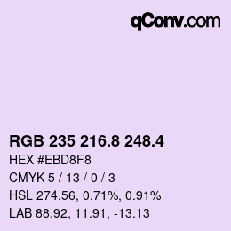 カラーコード: RGB 235 216.8 248.4 | qconv.com
