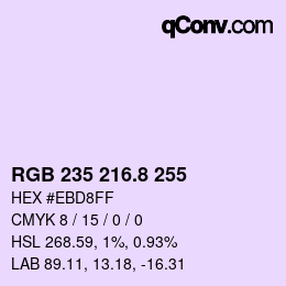 カラーコード: RGB 235 216.8 255 | qconv.com