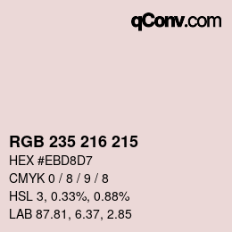 颜色代码: RGB 235 216 215 | qconv.com