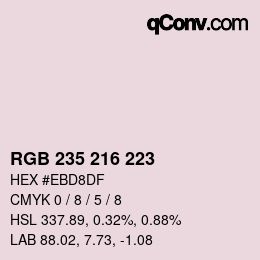 カラーコード: RGB 235 216 223 | qconv.com