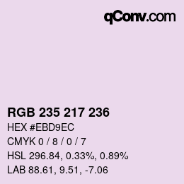 カラーコード: RGB 235 217 236 | qconv.com