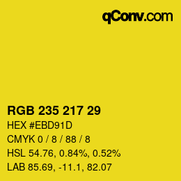 Color code: RGB 235 217 29 | qconv.com