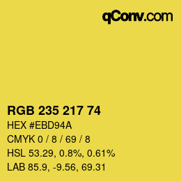 カラーコード: RGB 235 217 74 | qconv.com