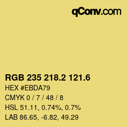 カラーコード: RGB 235 218.2 121.6 | qconv.com