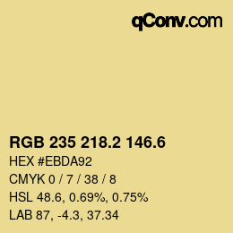 カラーコード: RGB 235 218.2 146.6 | qconv.com