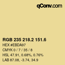 カラーコード: RGB 235 218.2 151.6 | qconv.com