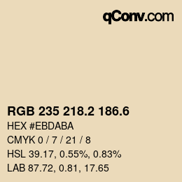 カラーコード: RGB 235 218.2 186.6 | qconv.com