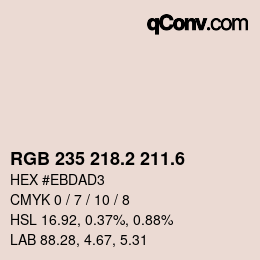 カラーコード: RGB 235 218.2 211.6 | qconv.com