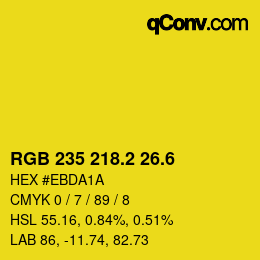 カラーコード: RGB 235 218.2 26.6 | qconv.com