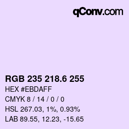 カラーコード: RGB 235 218.6 255 | qconv.com