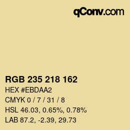 Color code: RGB 235 218 162 | qconv.com
