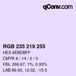 Color code: RGB 235 219 255 | qconv.com