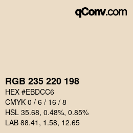 Color code: RGB 235 220 198 | qconv.com