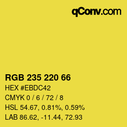 カラーコード: RGB 235 220 66 | qconv.com