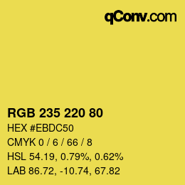 Color code: RGB 235 220 80 | qconv.com