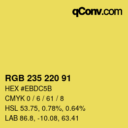 Color code: RGB 235 220 91 | qconv.com