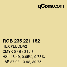 Color code: RGB 235 221 162 | qconv.com