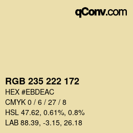 カラーコード: RGB 235 222 172 | qconv.com