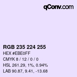 カラーコード: RGB 235 224 255 | qconv.com