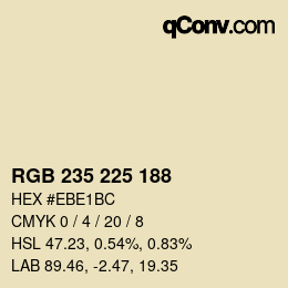 颜色代码: RGB 235 225 188 | qconv.com