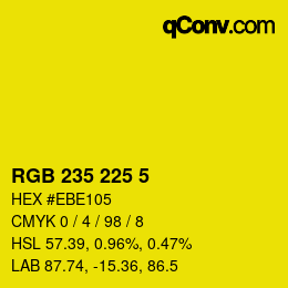 Color code: RGB 235 225 5 | qconv.com