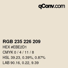 Color code: RGB 235 226 209 | qconv.com
