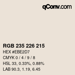 Código de color: RGB 235 226 215 | qconv.com