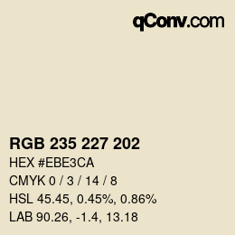 Color code: RGB 235 227 202 | qconv.com