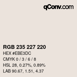 カラーコード: RGB 235 227 220 | qconv.com