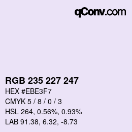Farbcode: RGB 235 227 247 | qconv.com