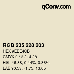 Color code: RGB 235 228 203 | qconv.com