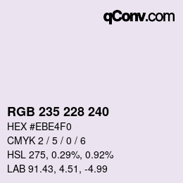 Color code: RGB 235 228 240 | qconv.com