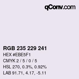 Color code: RGB 235 229 241 | qconv.com