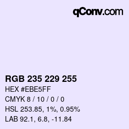 Color code: RGB 235 229 255 | qconv.com