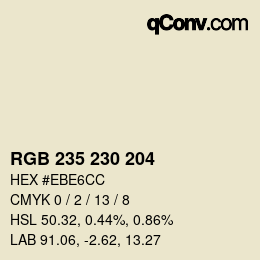 カラーコード: RGB 235 230 204 | qconv.com