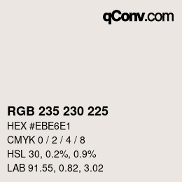Color code: RGB 235 230 225 | qconv.com