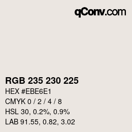 Color code: RGB 235 230 225 | qconv.com