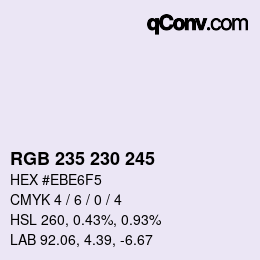 カラーコード: RGB 235 230 245 | qconv.com