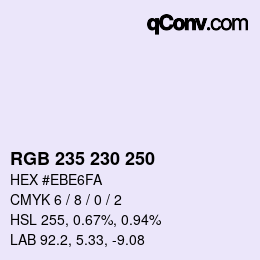 Color code: RGB 235 230 250 | qconv.com