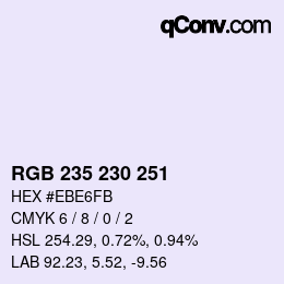 カラーコード: RGB 235 230 251 | qconv.com